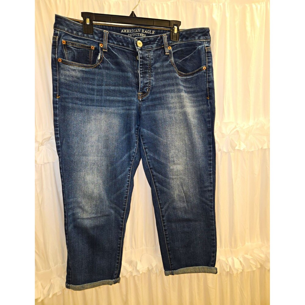American Eagle Outfitters Women Boy Crop Stretch Jeans size 14